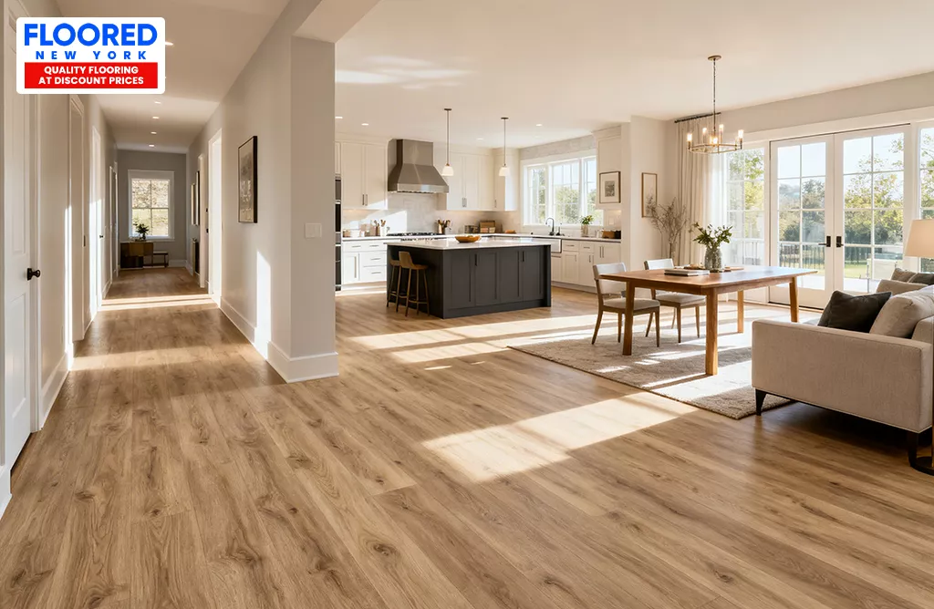 Kitchen with durable luxury vinyl plank flooring