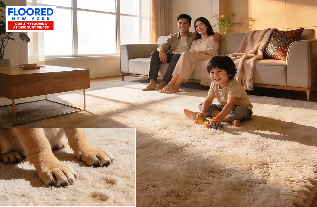 Soft cream carpet flooring designed for comfort, style, and pet-friendly homes