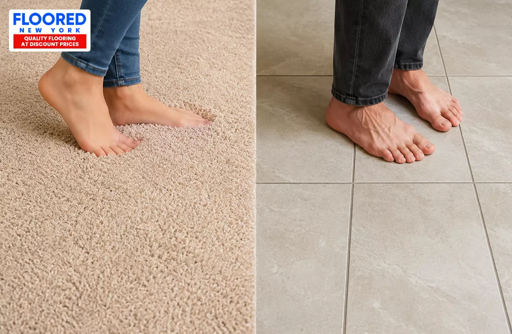Carpet vs Tile Flooring Showing Warmth, Comfort, and Softness Underfoot