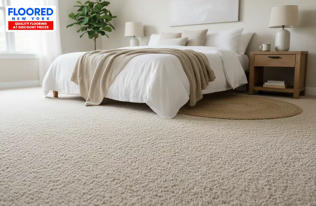 Cozy Bedroom with Soft Carpet Flooring for Warmth and Comfort